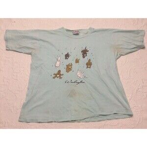 Raining Cats Dogs WA 80s Vintage Blue Graphic Shirt Mens XL Poly Prints Hawaii